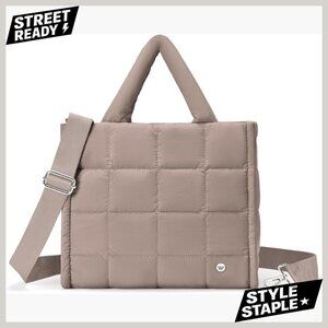 Puffer Crossbody Tote Bag Nylon Weekender Overnight Shoulder Handbag